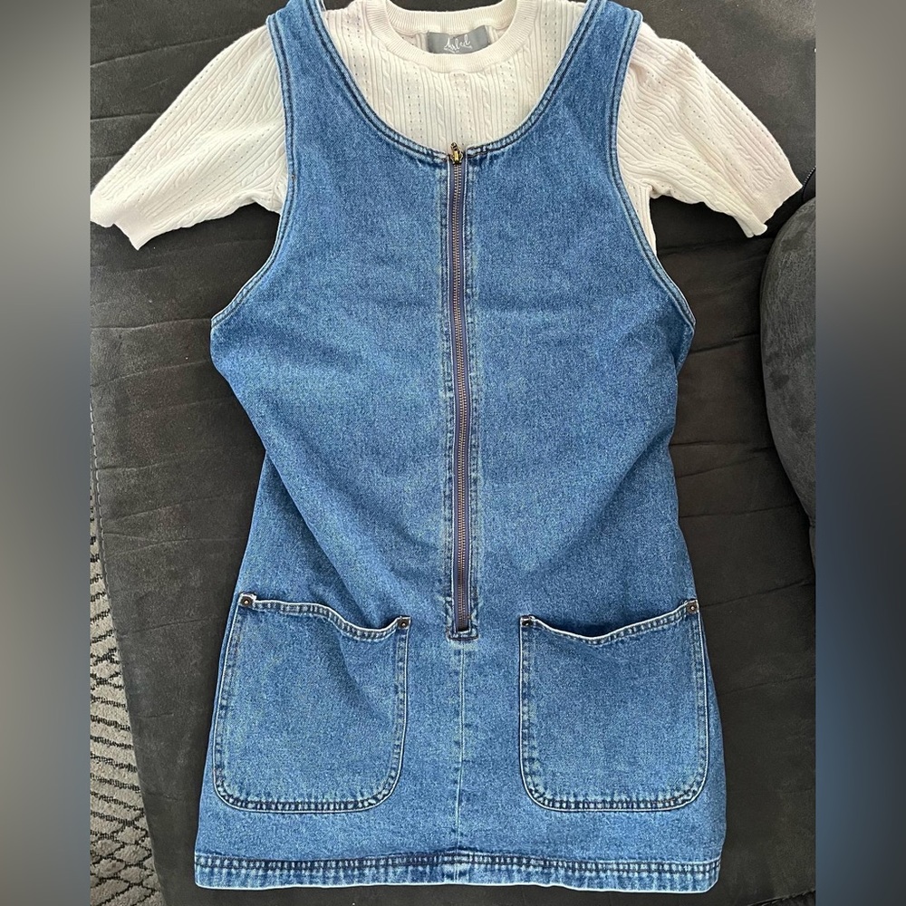 Jean zip up pockets dress!